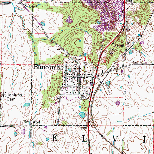 Topographic Map of Buncombe, IL