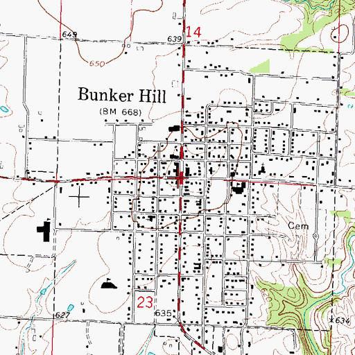 Topographic Map of Bunker Hill, IL