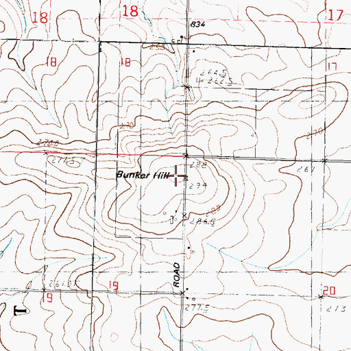 Topographic Map of Bunker Hill, IL
