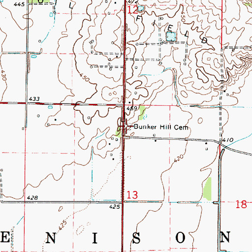 Topographic Map of Bunker Hill Cemetery, IL