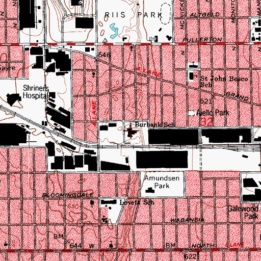 Topographic Map of Burbank Elementary School, IL