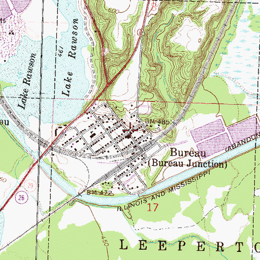 Topographic Map of Bureau, IL
