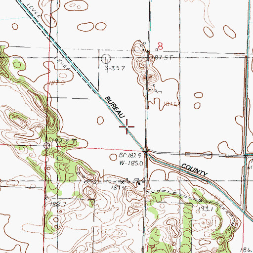 Topographic Map of Bureau County Ditch, IL