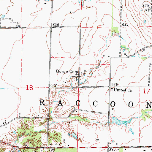 Topographic Map of Burge Cemetery, IL