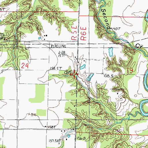 Topographic Map of Burge Cemetery, IL