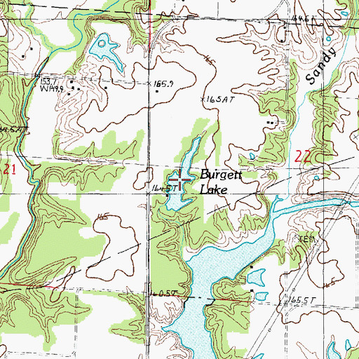 Topographic Map of Burgett Lake, IL