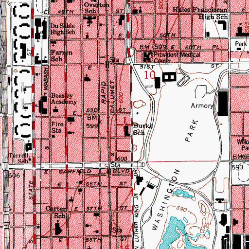 Topographic Map of Burke Elementary School, IL