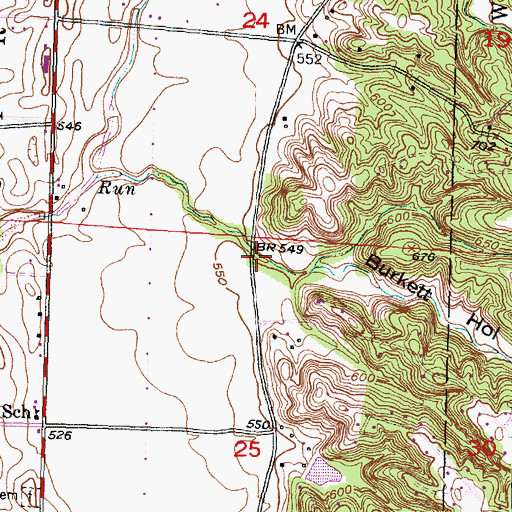 Topographic Map of Burkett Hollow, IL