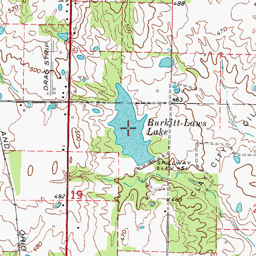 Topographic Map of Burkitt-Laws Lake, IL