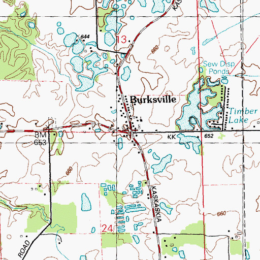 Topographic Map of Burksville, IL
