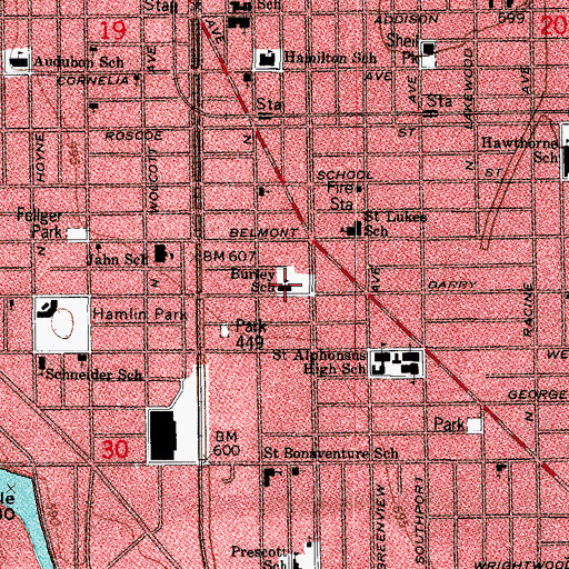 Topographic Map of Burley Elementary School, IL