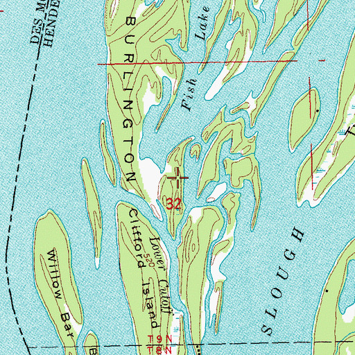 Topographic Map of Burlington Island, IL