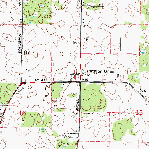 Topographic Map of Union Cemetery, IL