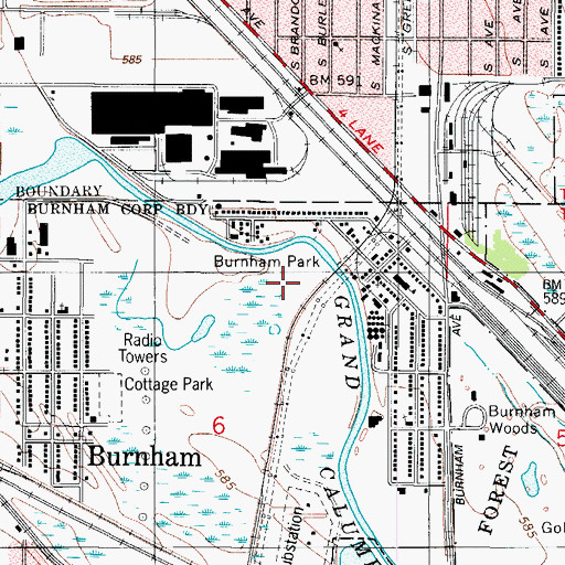 Topographic Map of Burnham Park, IL