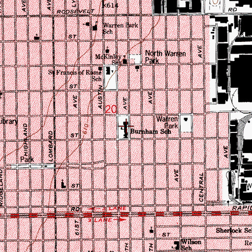 Topographic Map of Daniel Burnham Elementary School, IL