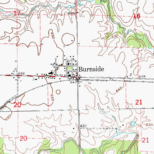 Topographic Map of Burnside, IL