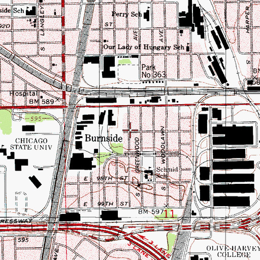 Topographic Map of Burnside, IL