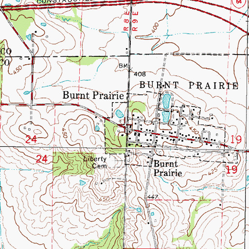 Topographic Map of Burnt Prairie, IL