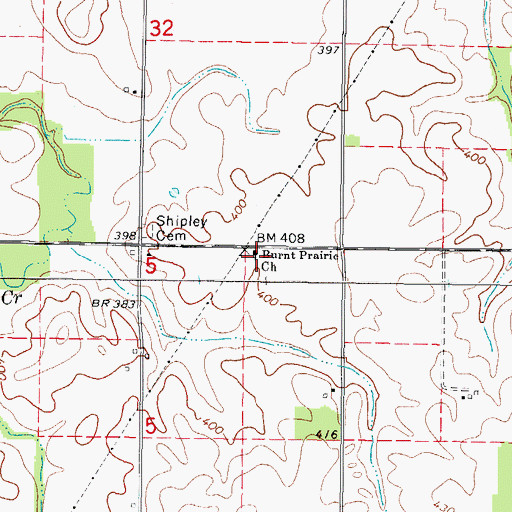 Topographic Map of Burnt Prairie Church, IL