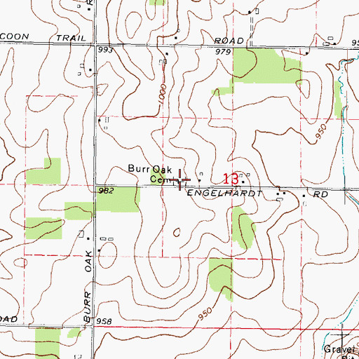 Topographic Map of Burr Oak Cemetery, IL