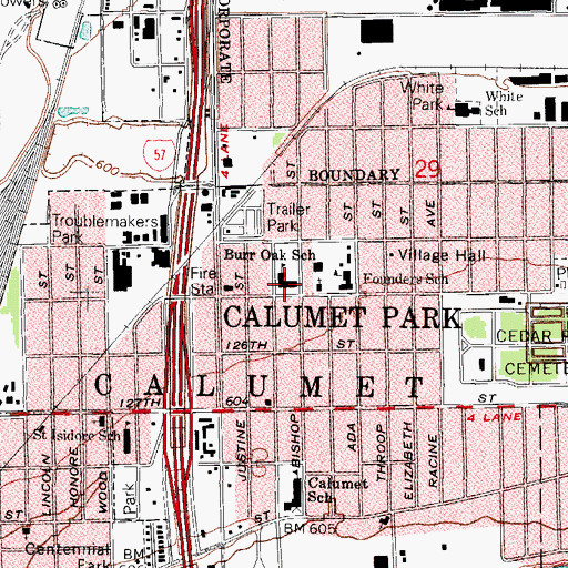 Topographic Map of Burr Oak Elementary School, IL