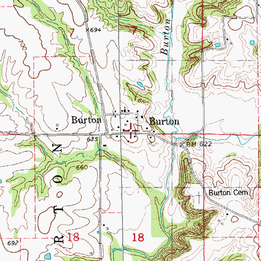 Topographic Map of Burton, IL