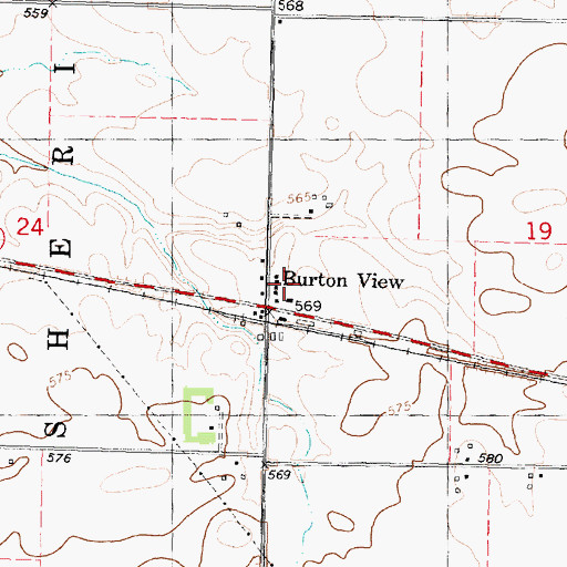 Topographic Map of Burton View, IL