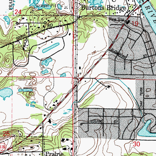 Topographic Map of Burtons Bridge School, IL
