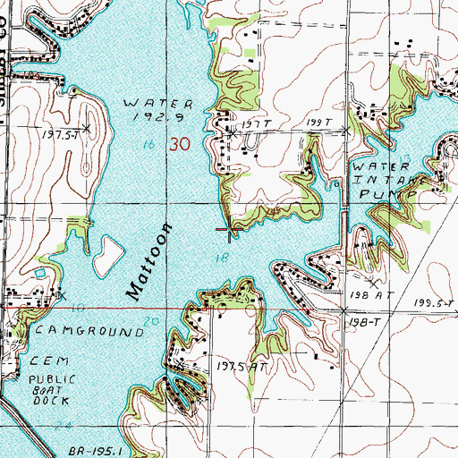 Topographic Map of Bush Creek, IL