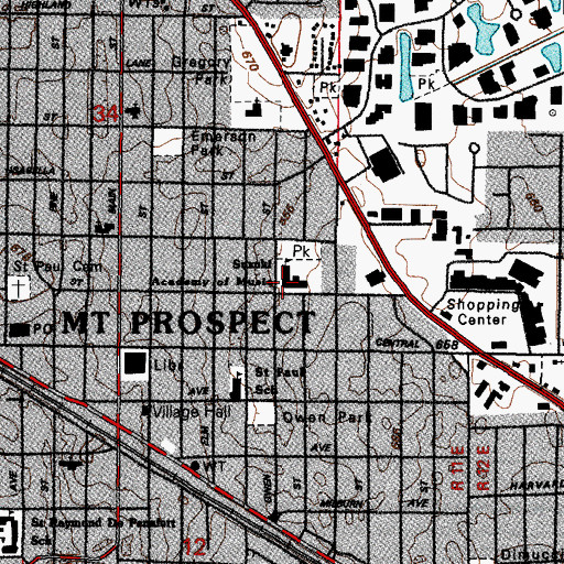 Topographic Map of Busse School (historical), IL