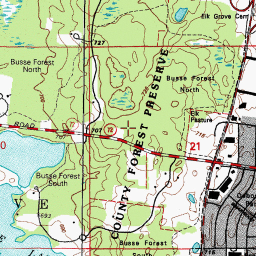 Topographic Map of Busse Woods, IL