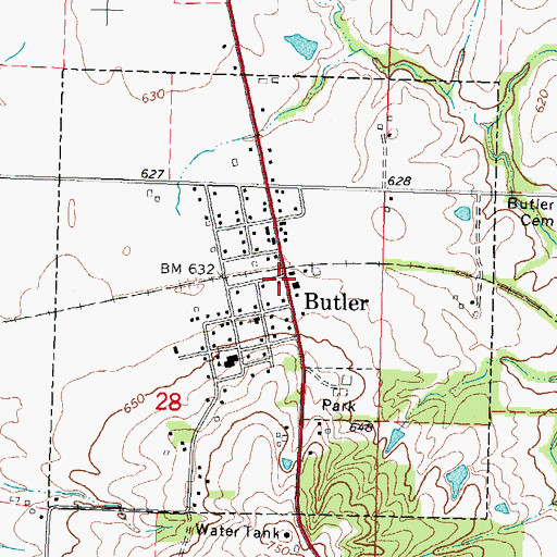 Topographic Map of Butler, IL
