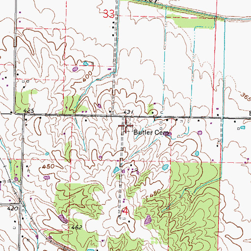 Topographic Map of Butler Family Cemetery, IL