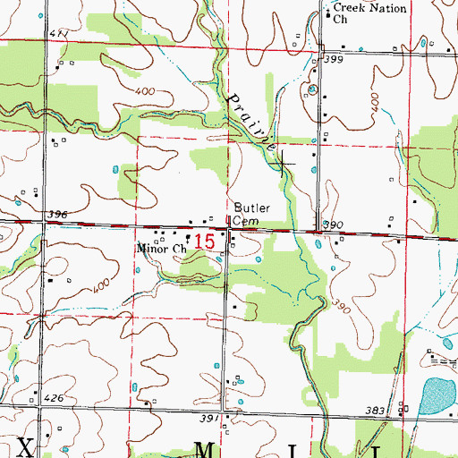 Topographic Map of Butler Cemetery, IL