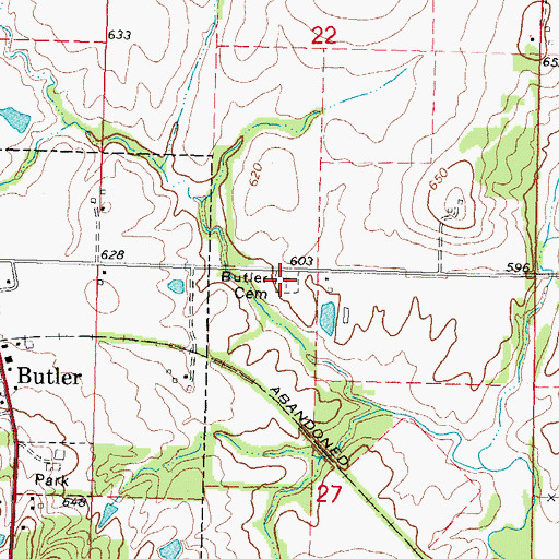 Topographic Map of Butler Cemetery, IL