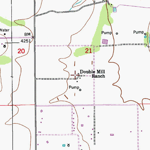 Topographic Map of Double Mill Ranch, AZ