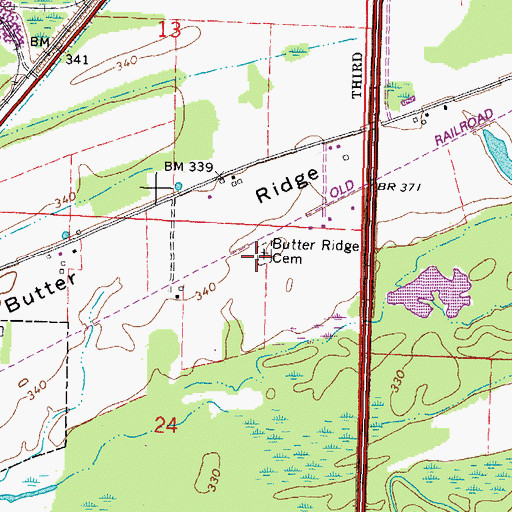 Topographic Map of Butter Ridge Cemetery, IL