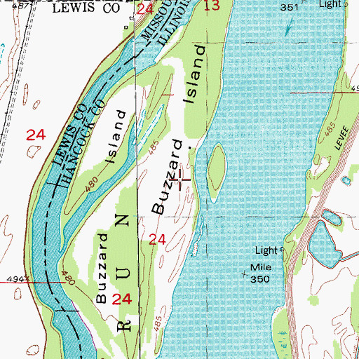 Topographic Map of Buzzard Island, IL