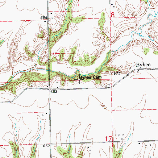 Topographic Map of Bybee Cemetery, IL