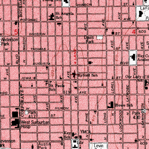 Topographic Map of Byford Elementary School, IL