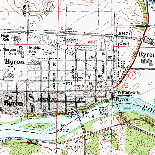 Topographic Map of Byron, IL