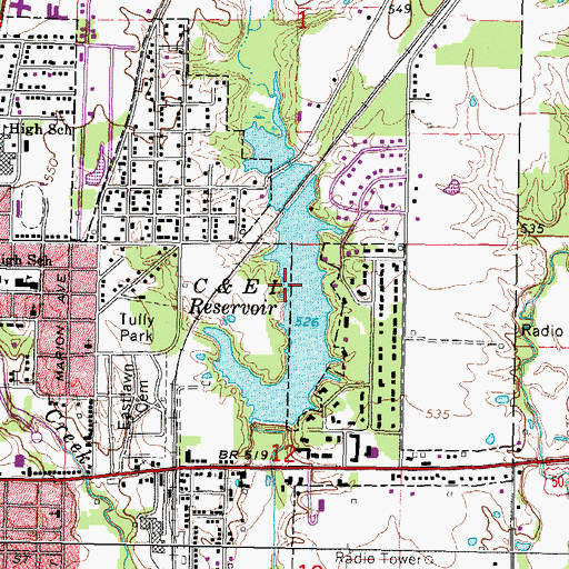 Topographic Map of C and EI Reservoir, IL