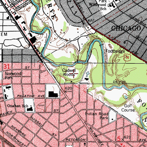 Topographic Map of C F Smith Woods, IL