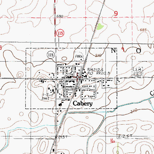 Topographic Map of Cabery, IL