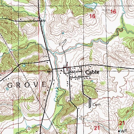 Topographic Map of Cable, IL