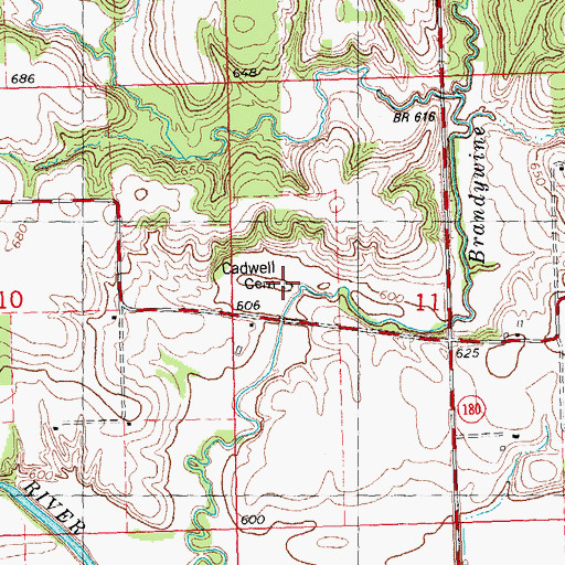 Topographic Map of Caldwell Family Cemetery, IL