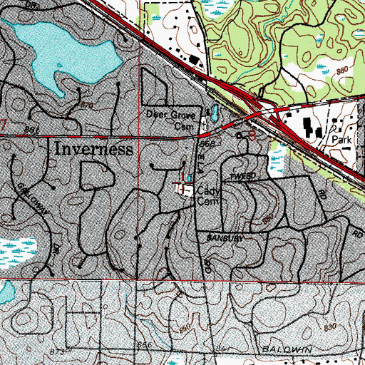 Topographic Map of Cady Cemetery, IL