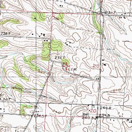 Topographic Map of Colcord Cemetery, IL