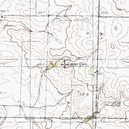 Topographic Map of Calder Cemetery, IL