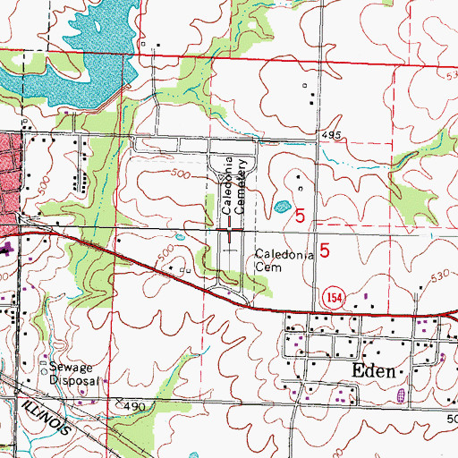 Topographic Map of Caledonia Cemetery, IL